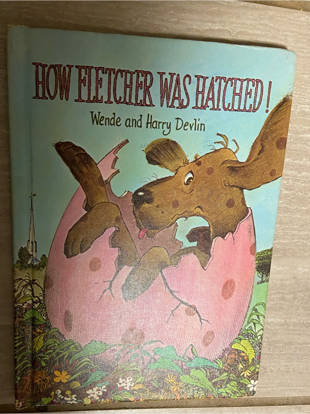 Vintage How Fletcher Was Hatched Children's Picture dog Book Pink egg hardcover
